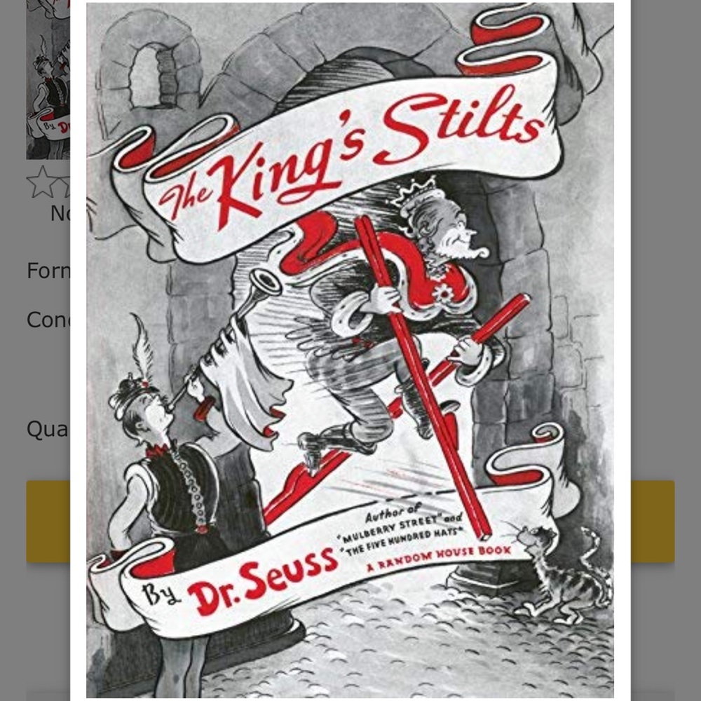 Brand New never opened book. Dr Seuss “The Kings Stilts” 1939